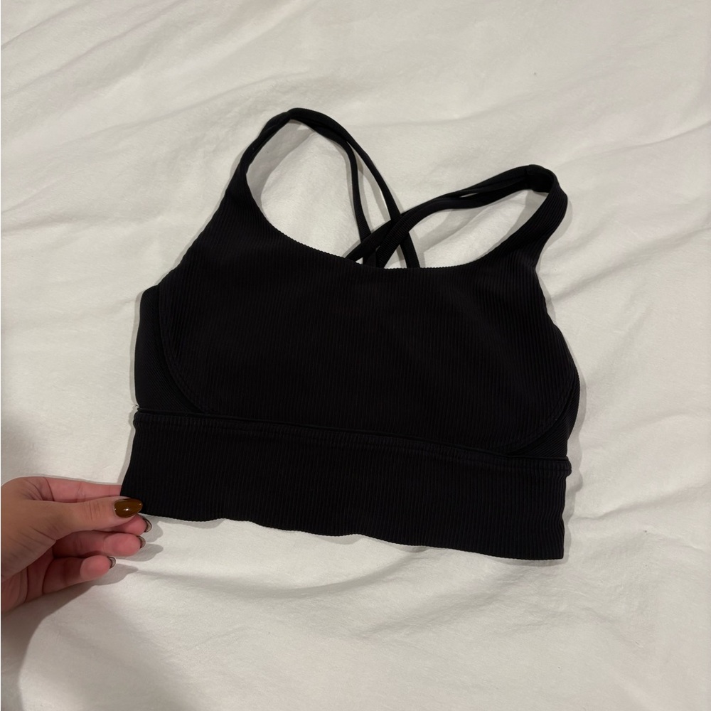 Lululemon: Energy Longline Ribbed Sports Bra Black